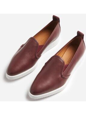 Everlane Women's Burgundy Pointed Leather Street Sneaker Sz 6